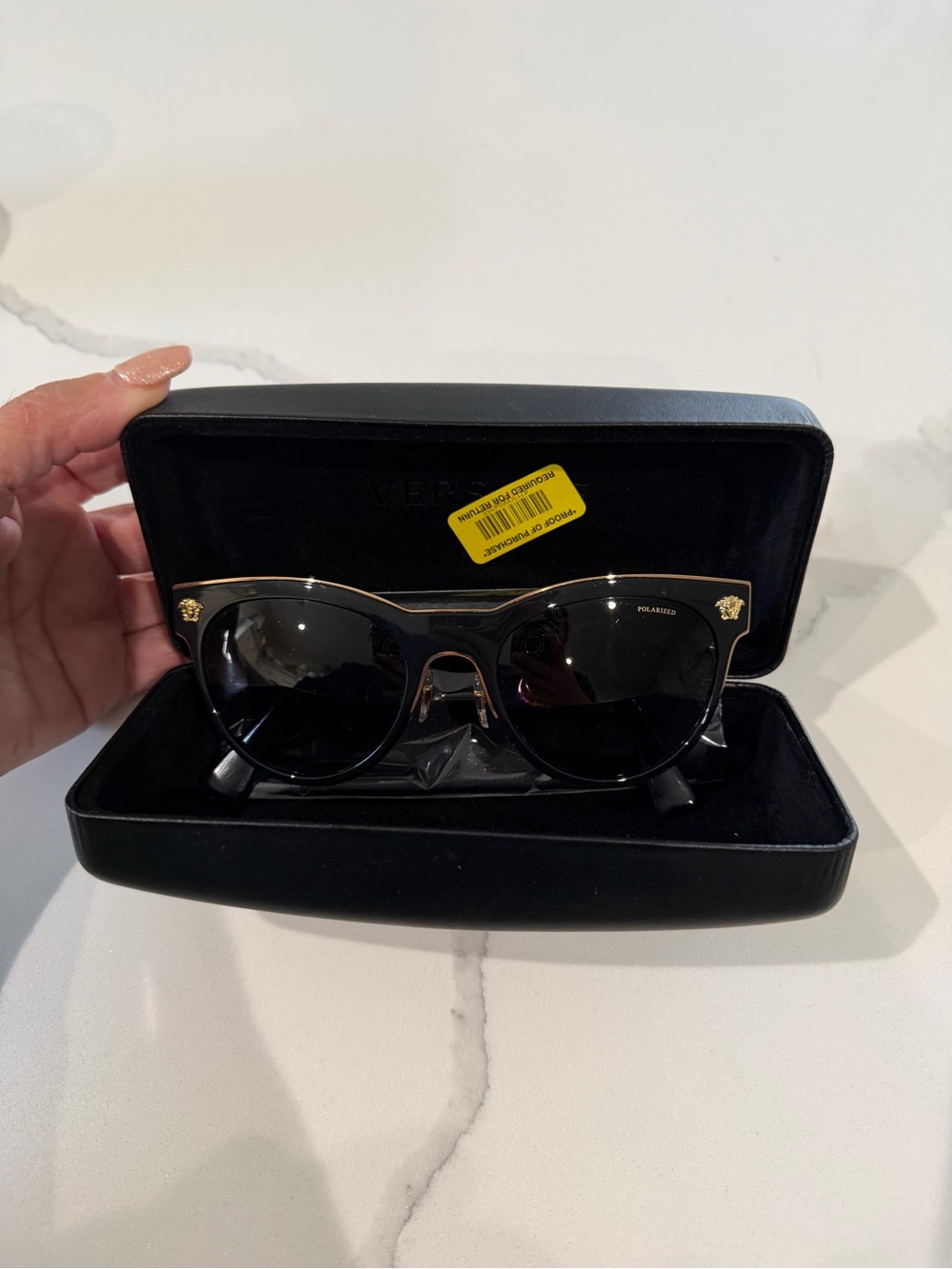 Versace Black and Gold Cat Eye Sunglasses